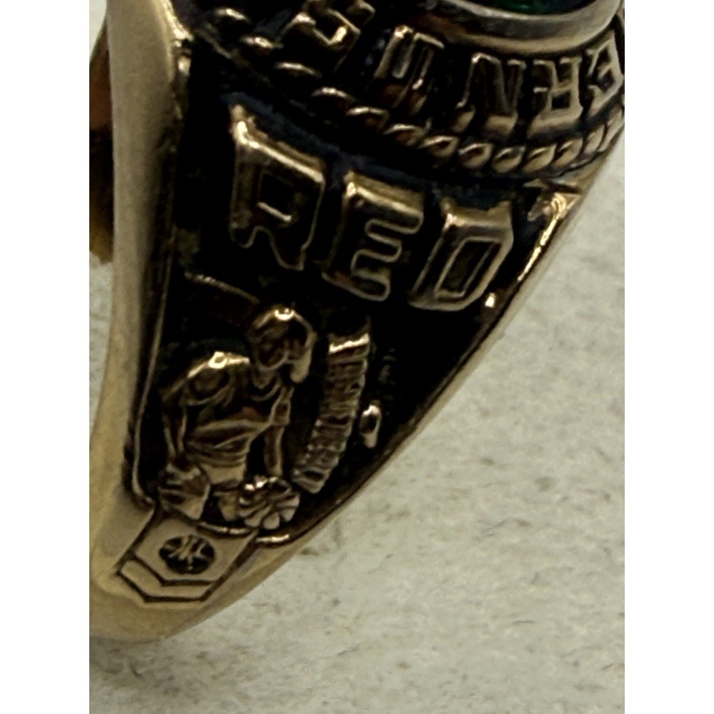 Vintage Class Ring Malvern HS Hornets 1997 Gold Tone Green Stone Size 6.75 - Picture 4 of 9